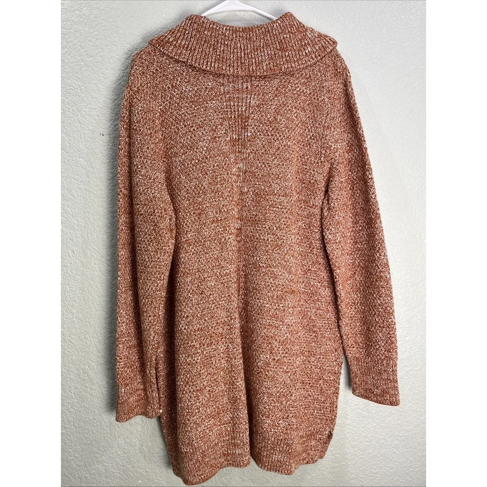 Duluth Trading Cowl Neck Sweater Women XXL Orange Marl Tunic Pockets Cotton Cozy